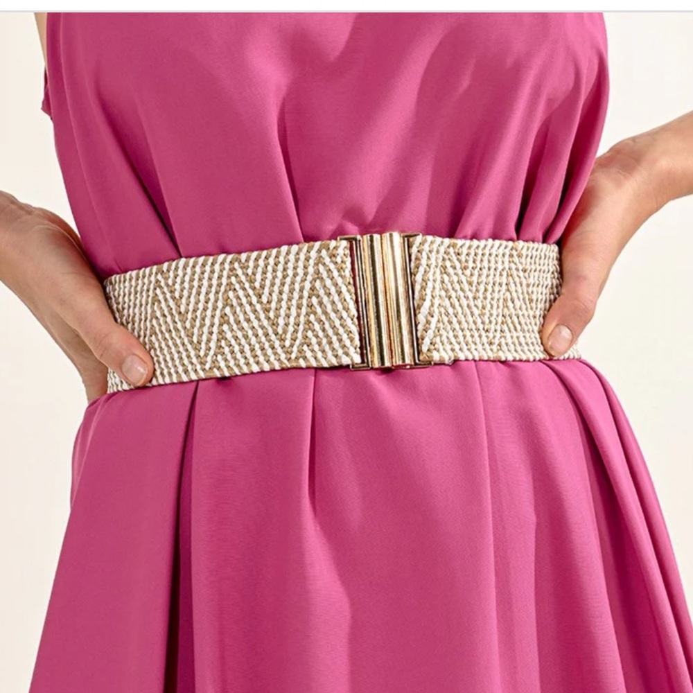 Molly Bracken Wide Braid Belt Woven Off White